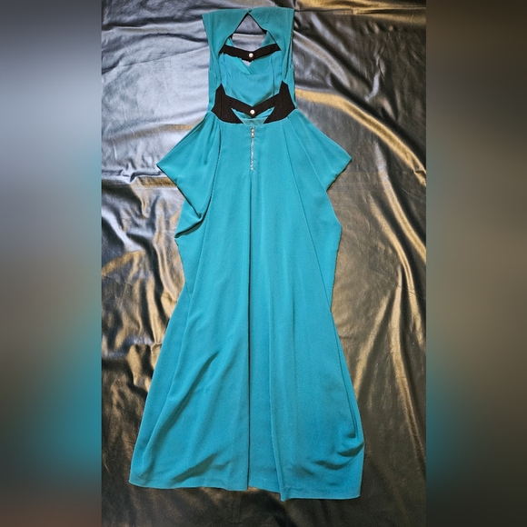 Alice & Olivia Gretchen Open Back Teal Dress Size 4 - Picture 12 of 14